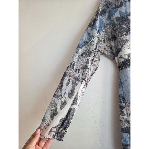 Reiss Women "Valetta" Blue Grey Moonlight Print V-Neck Faux Wrap Dress size 12 - Picture 5 of 9